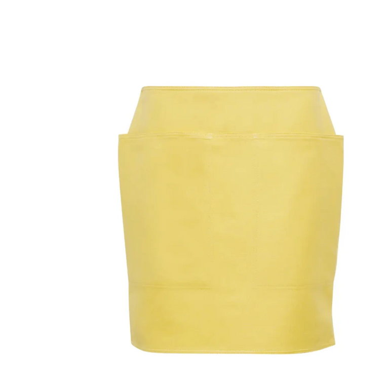 Żółta Bawełniana Spódnica z Kieszeniami Max Mara