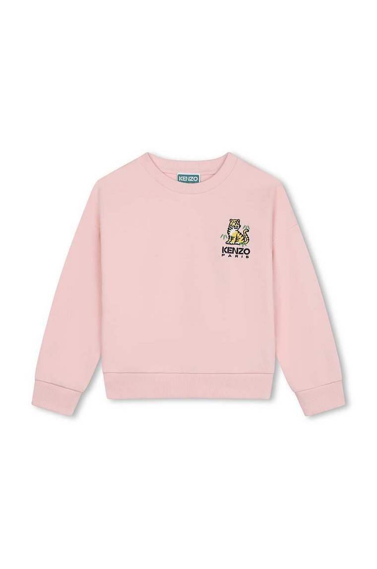 Kenzo Kids bluza bawełniana dziecięca kolor różowy z nadrukiem
