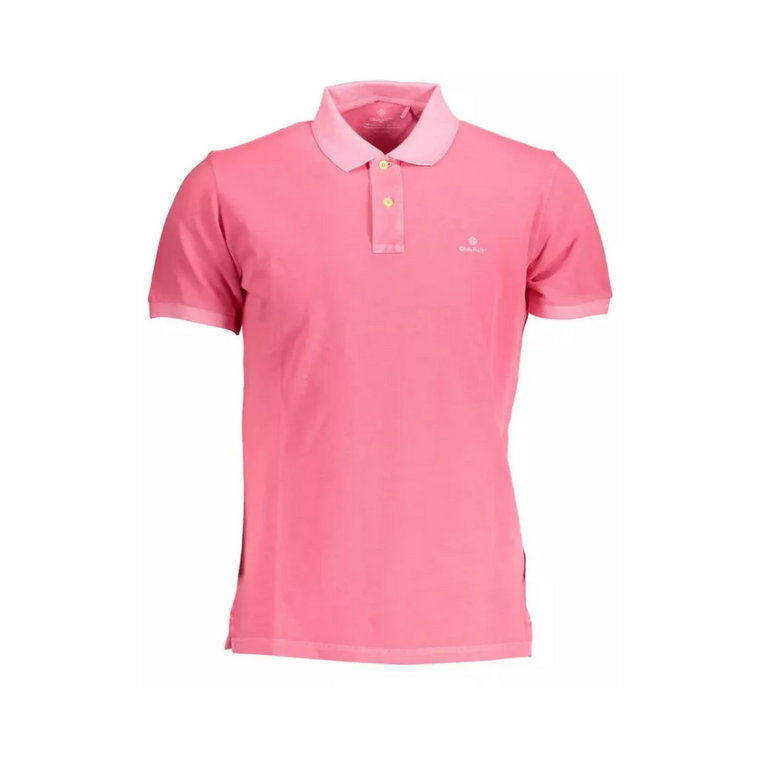 Różowa Bawełniana Koszulka Polo z Logo Gant