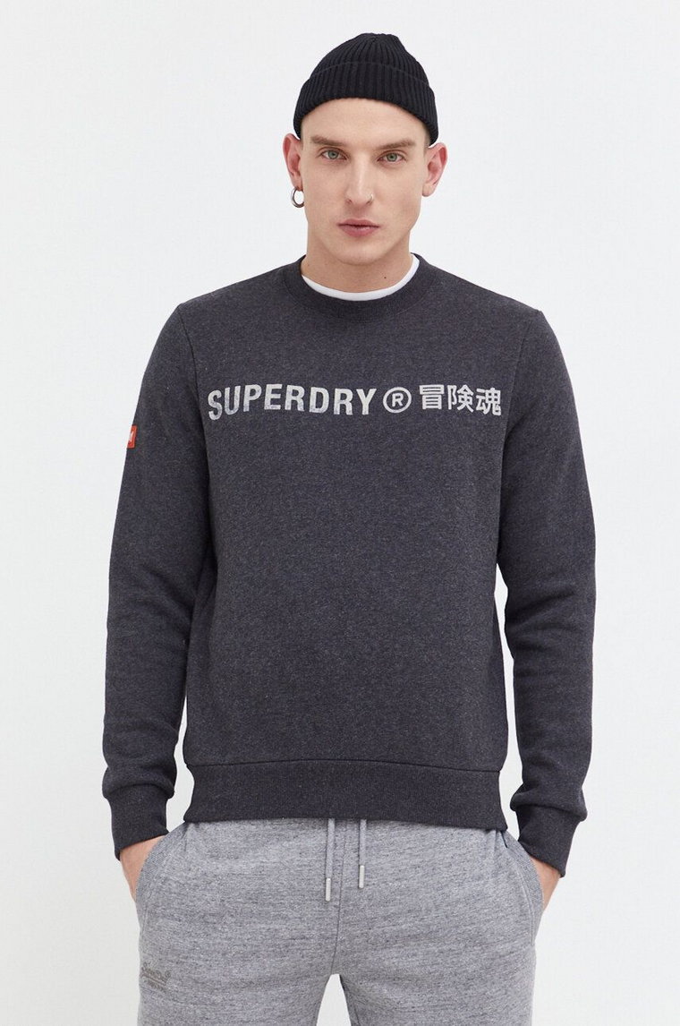 Superdry bluza męska kolor szary z nadrukiem