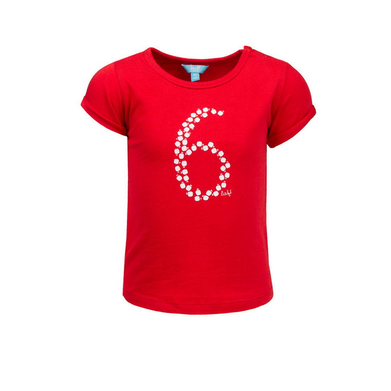 Dziewczęca bluzka z krótkim rękawem, czerwony, rozmiar 86