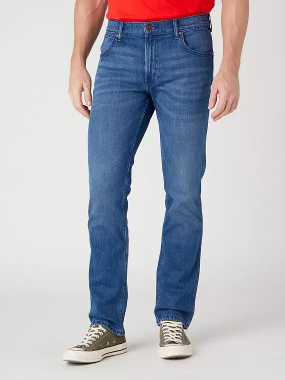 WRANGLER GREENSBORO MĘSKIE SPODNIE JEANSOWE JEANSY ARIES BLUE W15QAG42A