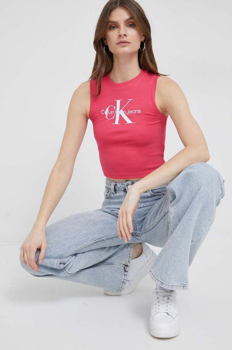 Calvin Klein Jeans top damski kolor różowy