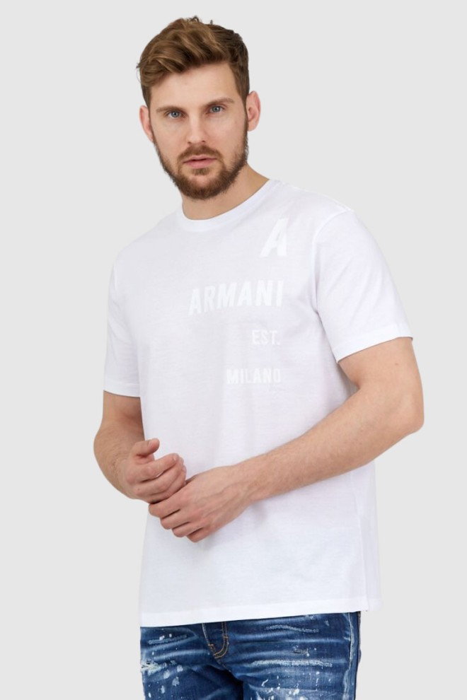 ARMANI EXCHANGE Biały t-shirt męski z białym logo