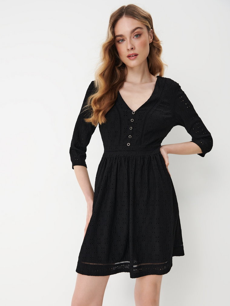 Mohito - Ażurowa sukienka mini - czarny
