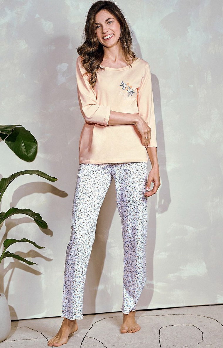 Dwuczęściowa piżama damska brzoskwiniowa Ariella 3240, Kolor brzoskwiniowy, Rozmiar S, Taro