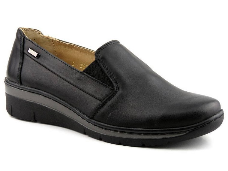 Półbuty damskie typu slip on - Helios Komfort 350-2, czarne