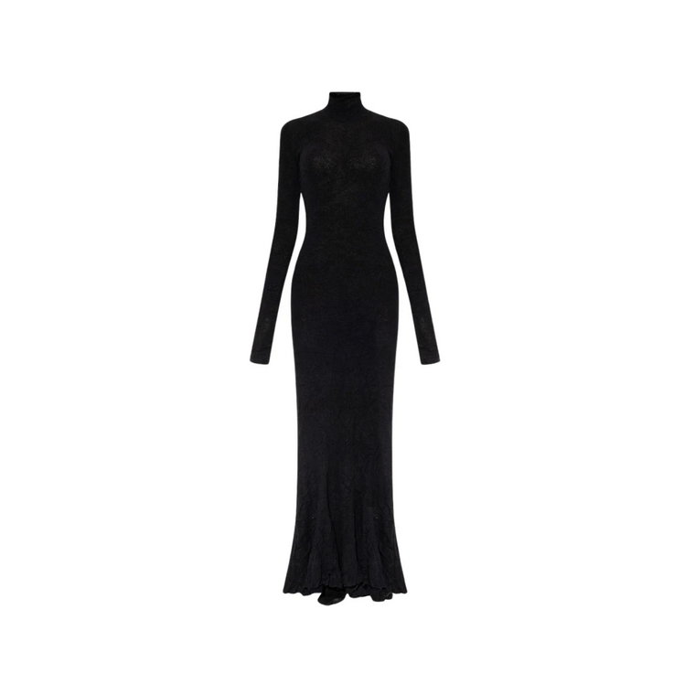Czarna Sukienka Maxi z Efektem Zużycia Balenciaga