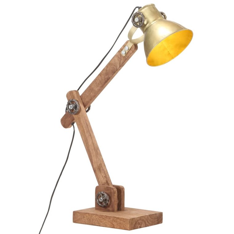 Industrialna lampa stołowa, mosiężna, okrągła, 58x18x90 cm, E27