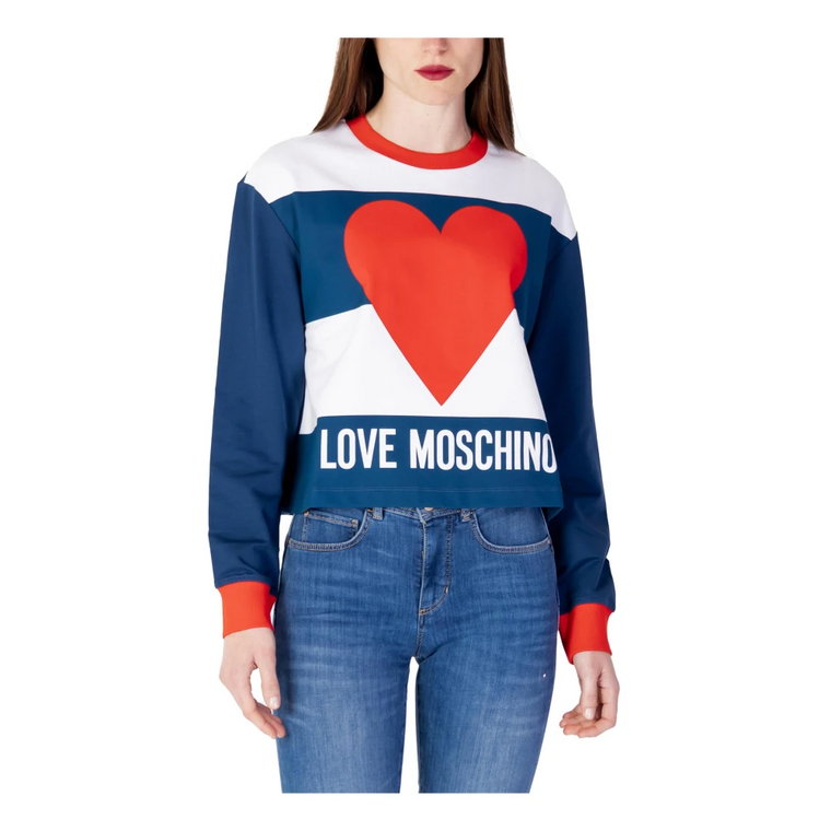 Modny niebieski sweter z nadrukiem dla kobiet Love Moschino