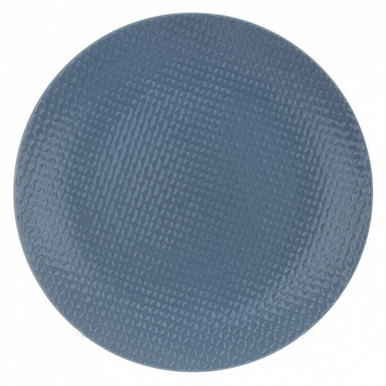 Talerz obiadowy płaski płytki ceramiczny niebieski relief 27 cm kod: O-128442
