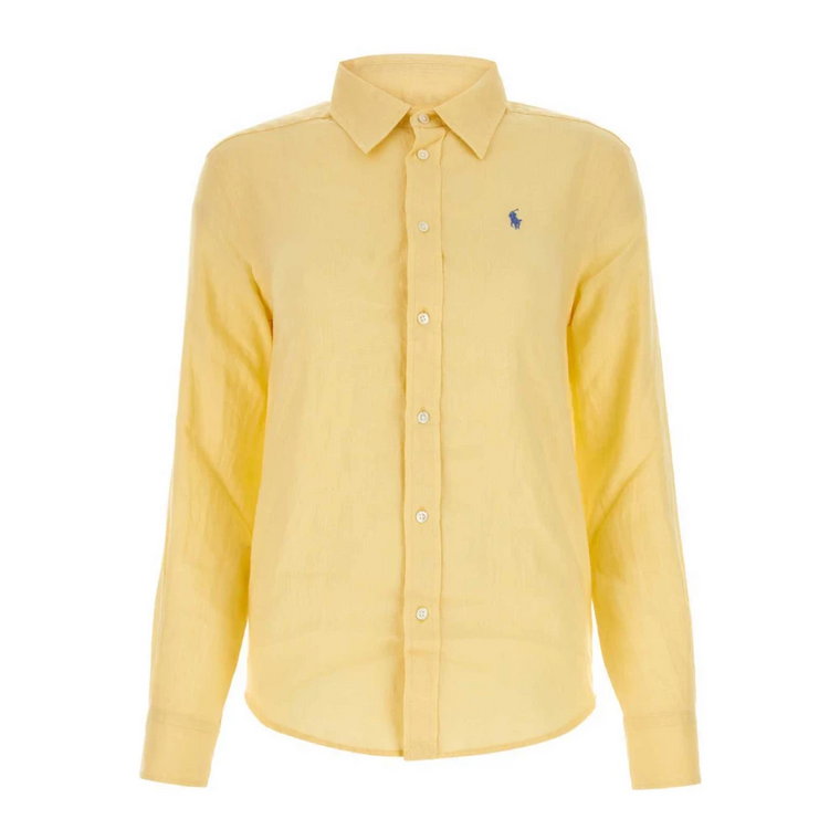 Żółta lniana koszula - stylowa i wszechstronna Ralph Lauren