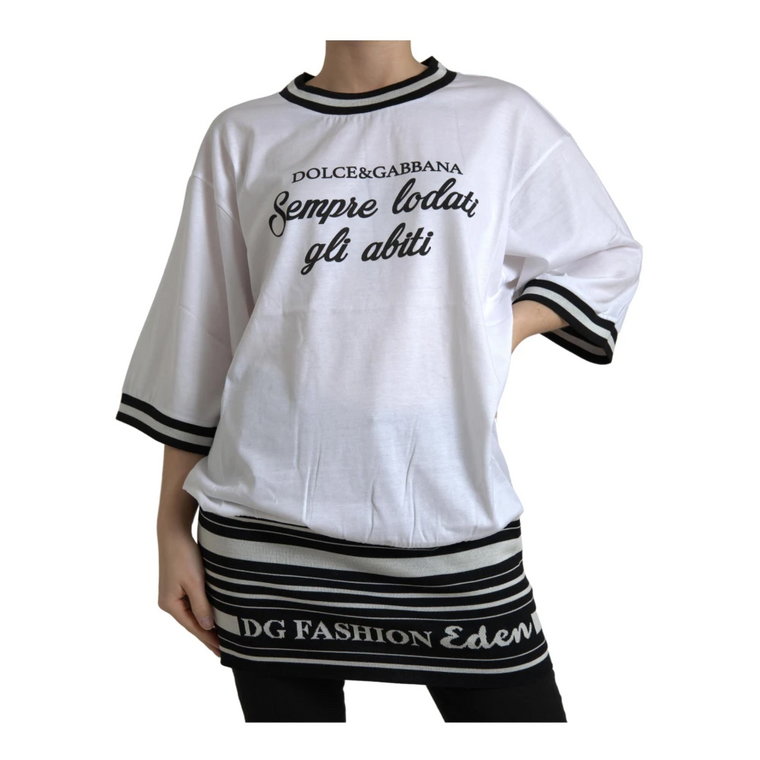Autentyczny T-shirt z nadrukiem na karku Dolce & Gabbana
