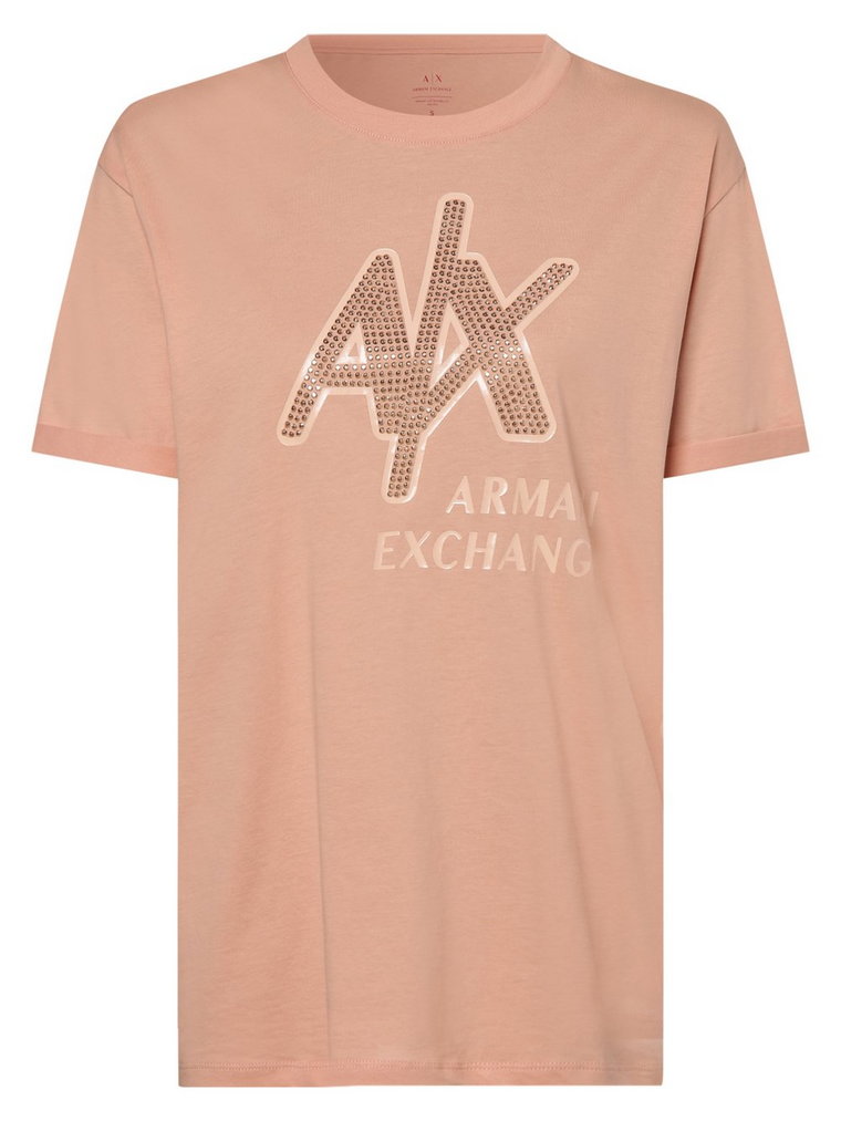 Armani Exchange - T-shirt damski, różowy