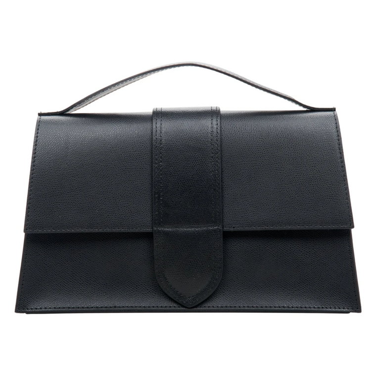Womens Small Black Flap Handbag made of Genuine Italian Leather Estro Er00114072 Estro