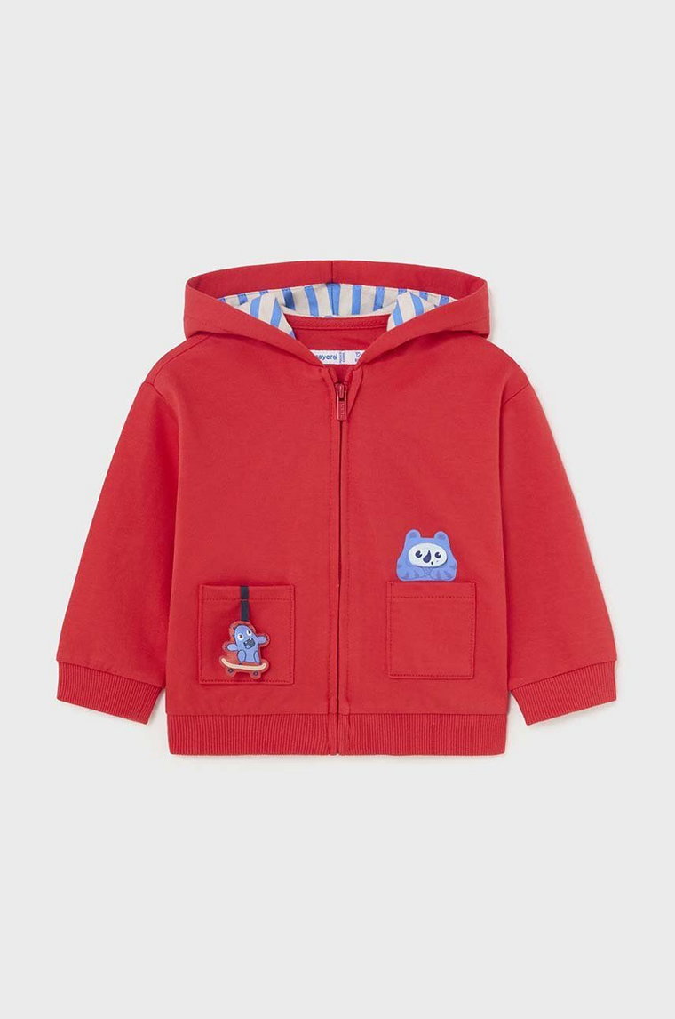 Mayoral bluza niemowlęca kolor czerwony z kapturem z aplikacją