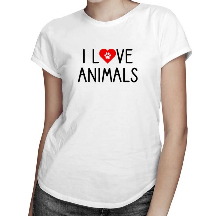 I love animals v2 - damska koszulka z nadrukiem