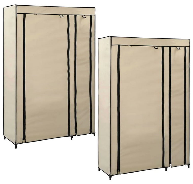 Zestaw 2 beżowych szaf tekstylnych z półkami - Otelia 5X