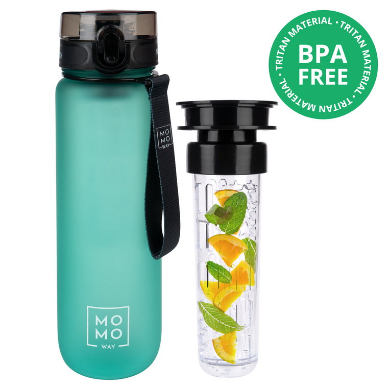 Butelka na wodę 1L MOMO WAY zielona | wytrzymała i praktyczna | BPA free | Tritan