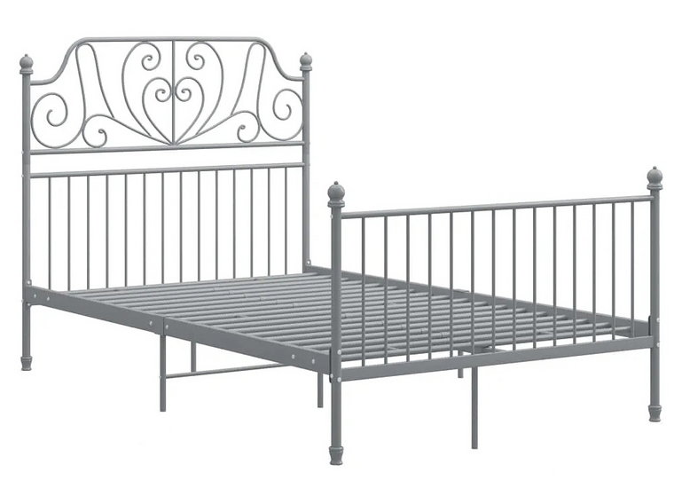 Szare metalowe łóżko z zagłówkiem 120x200 cm - Retilo