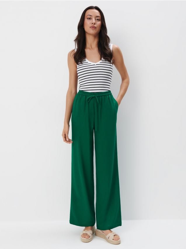 Mohito - Zielone spodnie z lnu i wiskozy - zielony