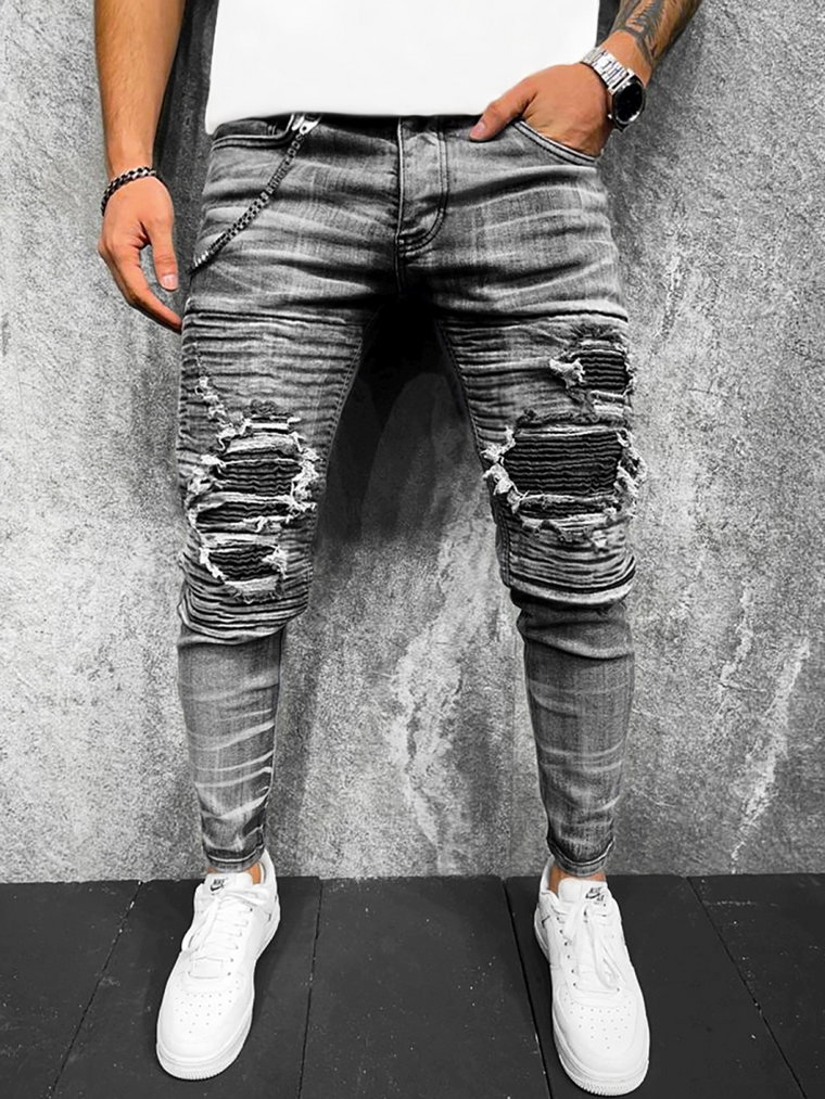 Spodnie jeansowe męskie grafitowe OZONEE O/B6723