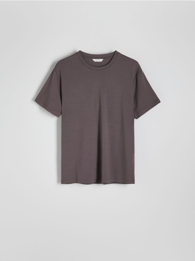Reserved - T-shirt regular z wiskozą - ciemnoszary