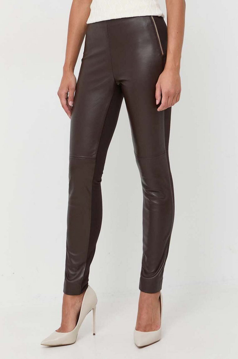 Marciano Guess spodnie damskie kolor brązowy dopasowane high waist