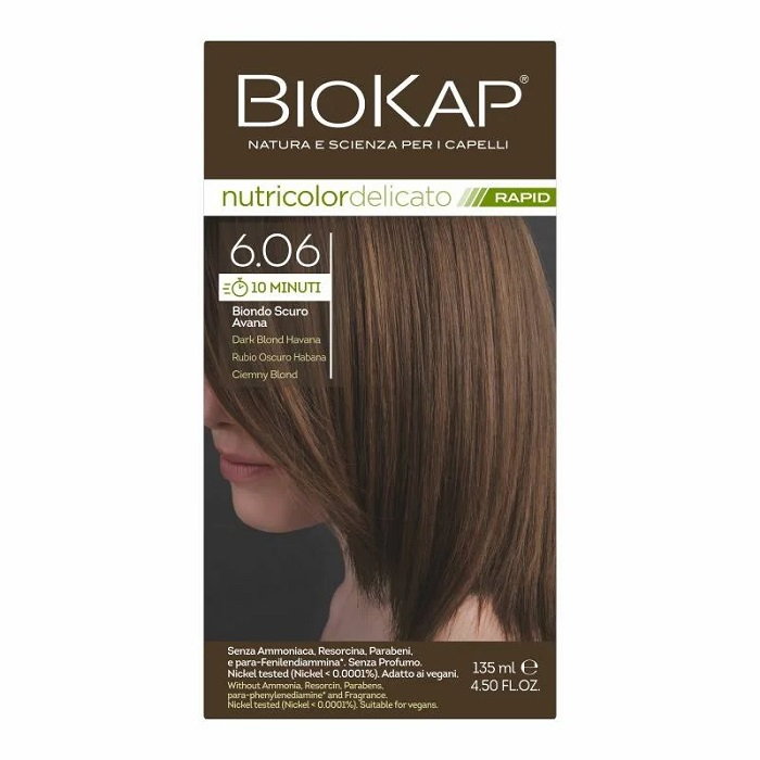 Biokap Nutricolor Delicato Rapid Farba do włosów, 6.06 Ciemny Blond