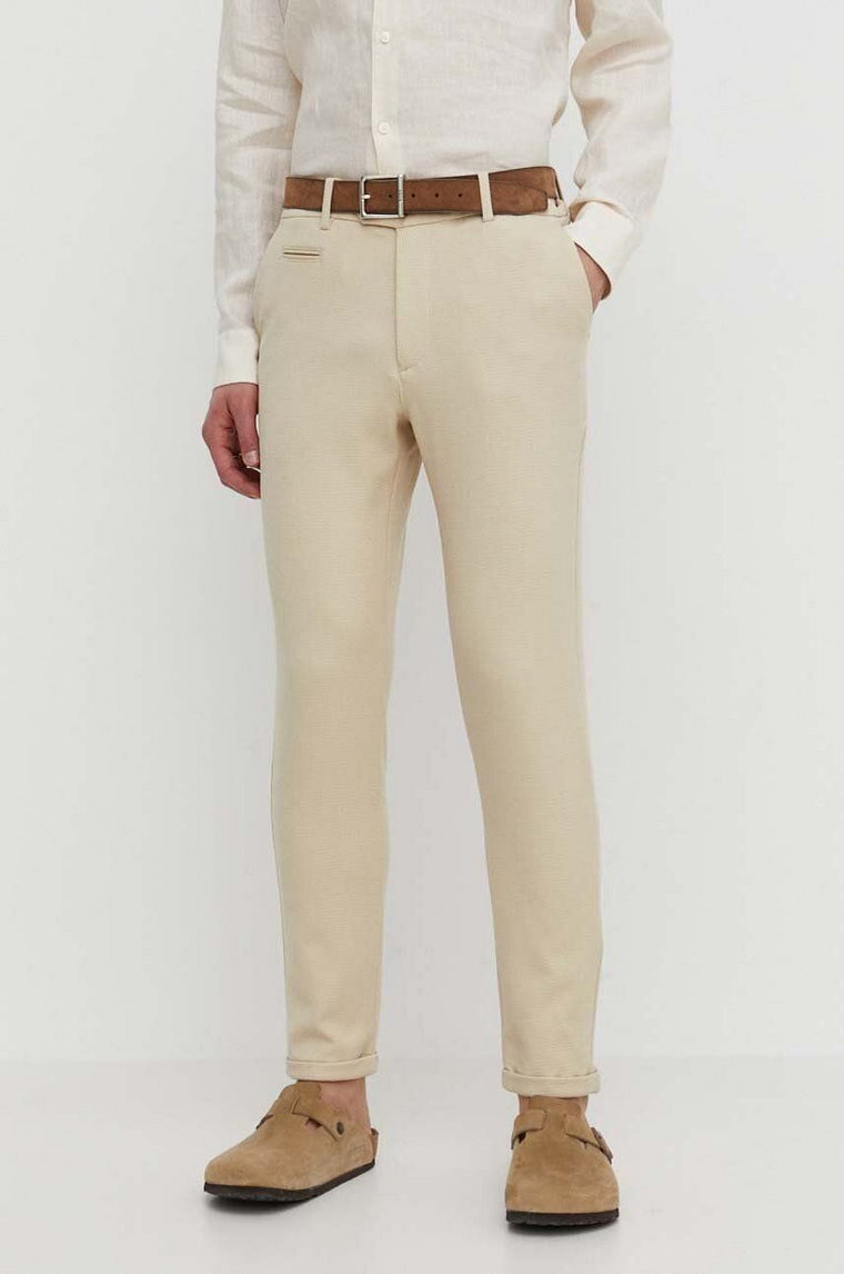 Les Deux spodnie męskie kolor beżowy proste