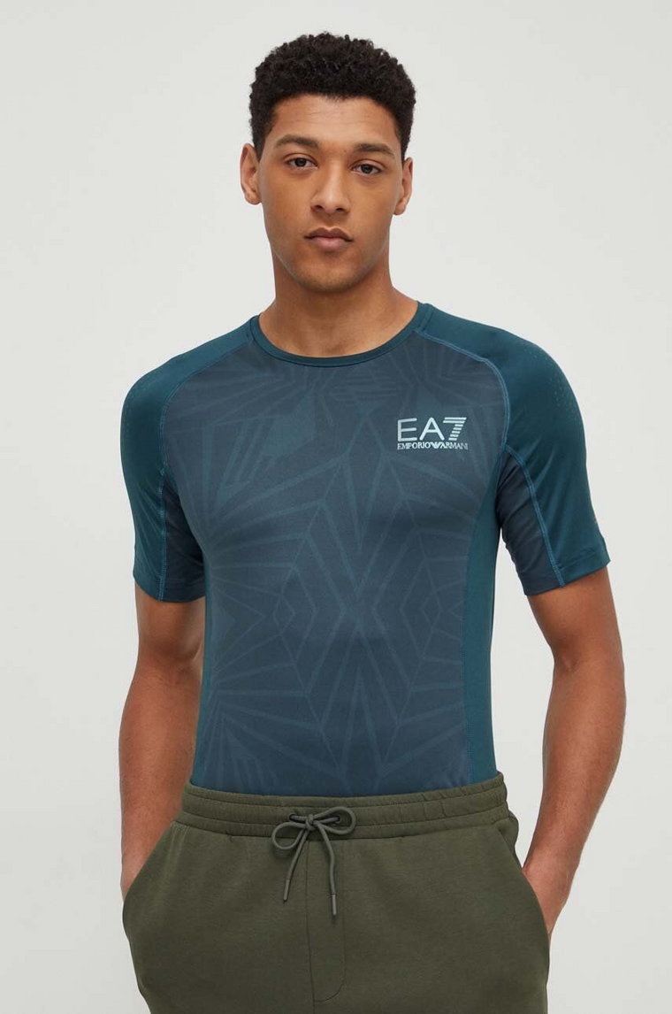 EA7 Emporio Armani t-shirt męski kolor zielony z nadrukiem