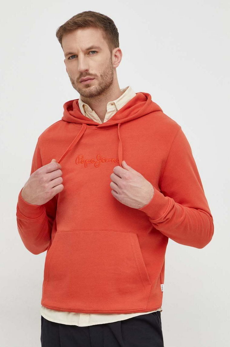 Pepe Jeans bluza JOE HOODIE męska kolor pomarańczowy z kapturem melanżowa PM582573