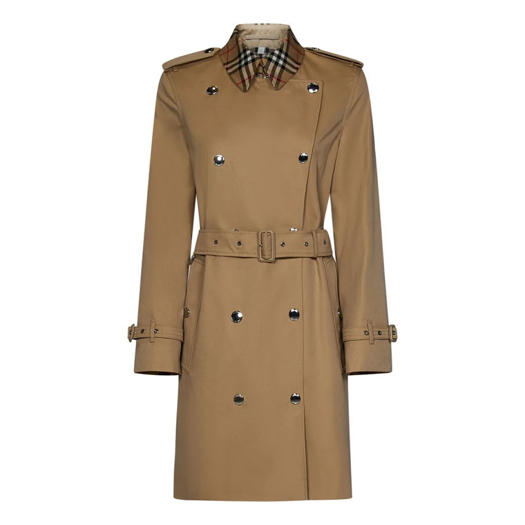 Beige Check Trench Coat Burberry