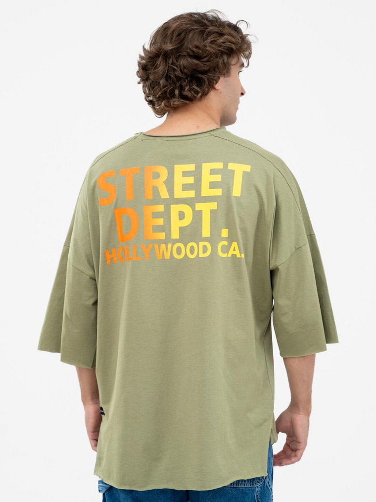Koszulka Męska Z Krótkim Rękawem Oversize Oliwkowa Catch Street Dept