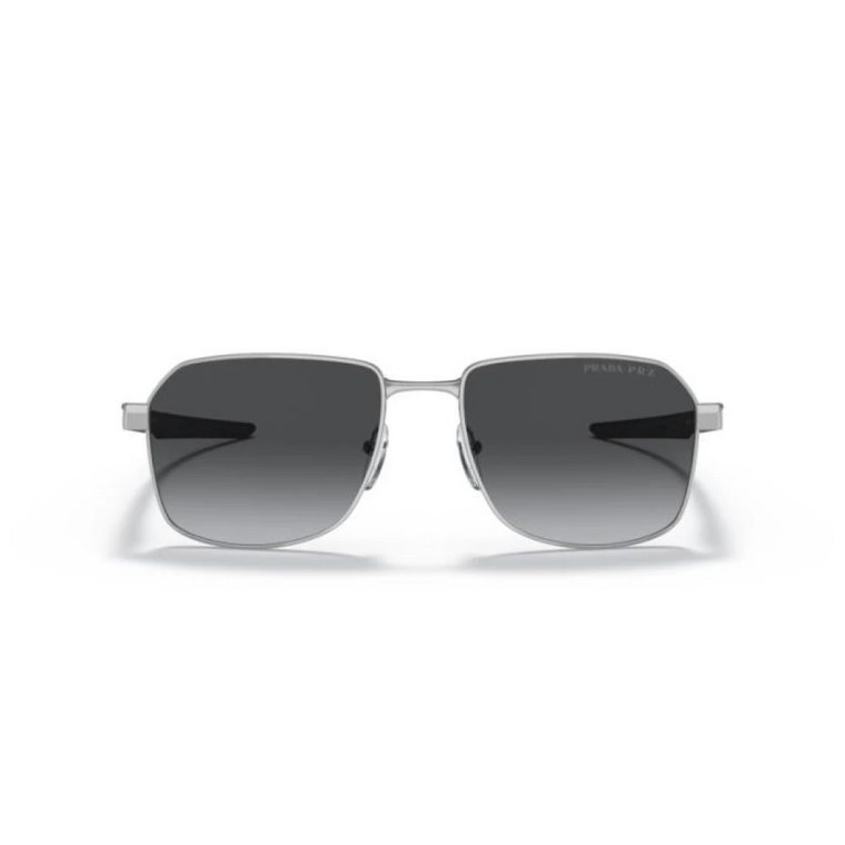 Eleganckie srebrne okulary przeciwsłoneczne z gradientowymi szkłami Polar Gray Prada