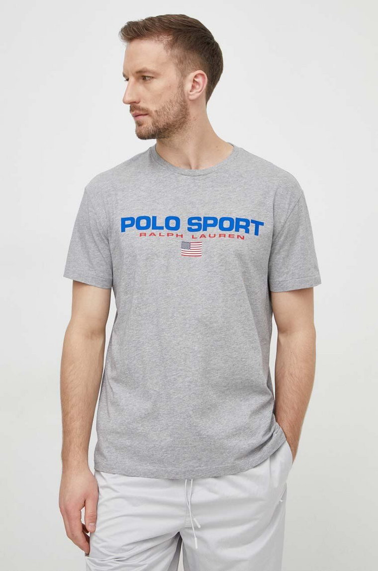 Polo Ralph Lauren t-shirt bawełniany męski kolor szary z nadrukiem 710750444