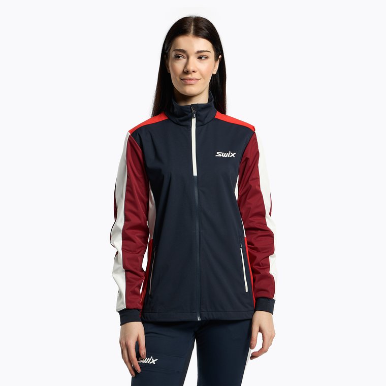 Kurtka softshell damska Swix Cross dark navy/rhubarb red