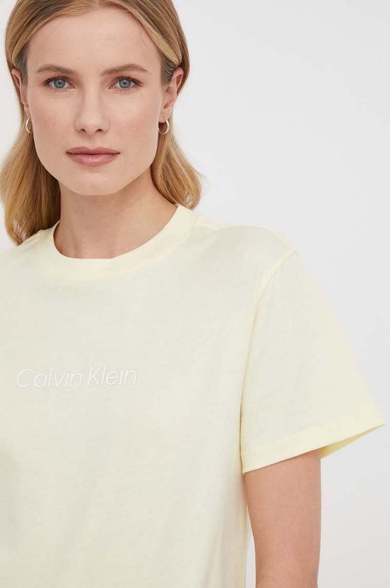 Calvin Klein t-shirt bawełniany damski kolor żółty