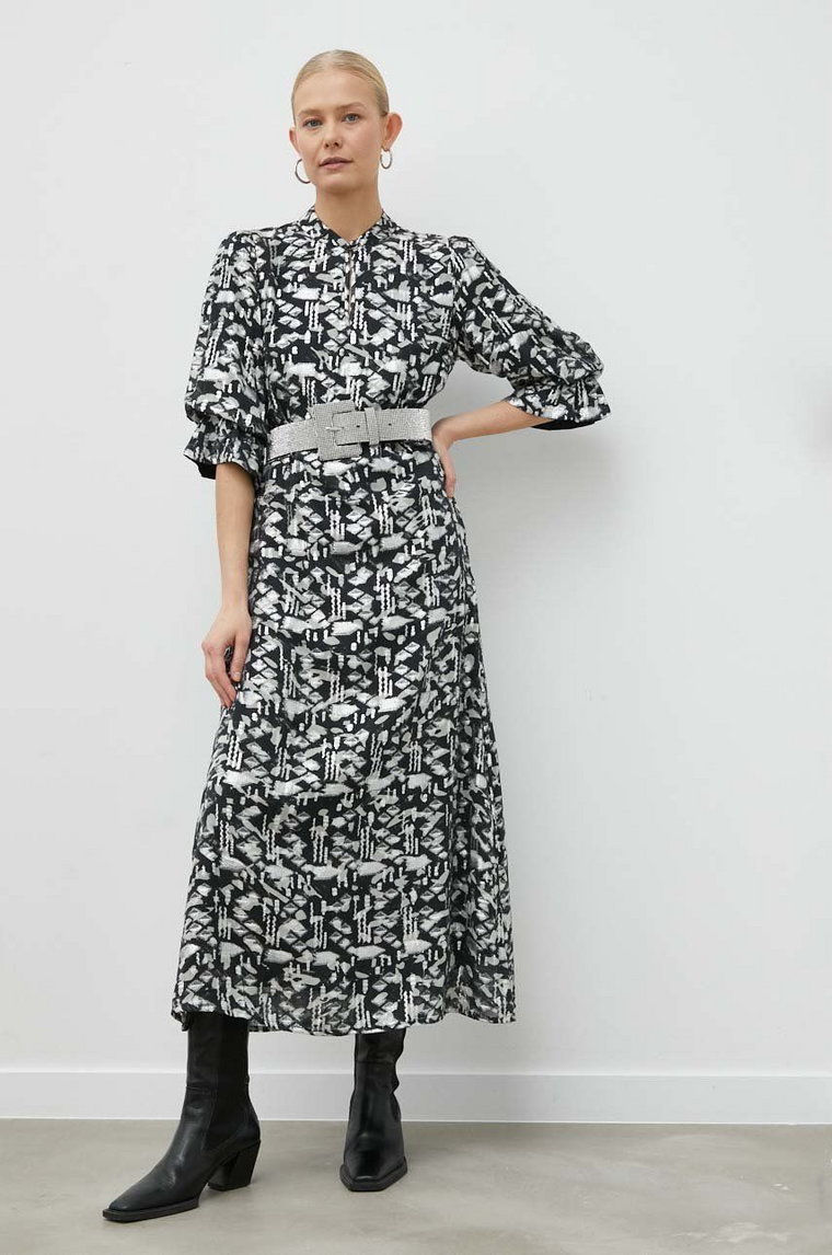Bruuns Bazaar sukienka kolor czarny maxi prosta
