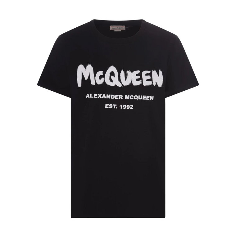 Czarna bawełniana koszulka z logo McQueen Graffiti Alexander McQueen