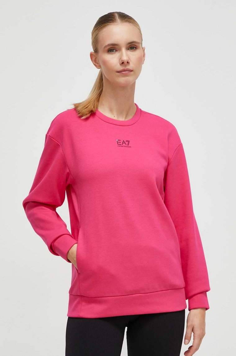 EA7 Emporio Armani bluza damska kolor różowy gładka
