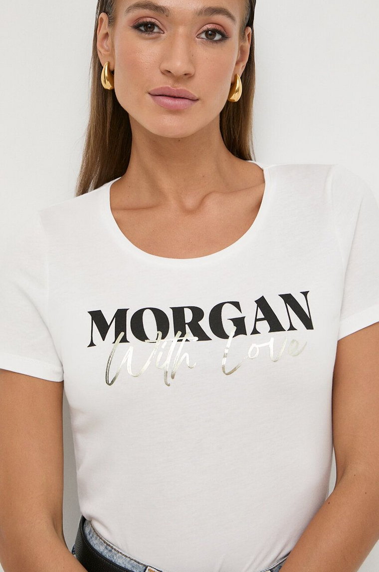 Morgan t-shirt damski kolor beżowy
