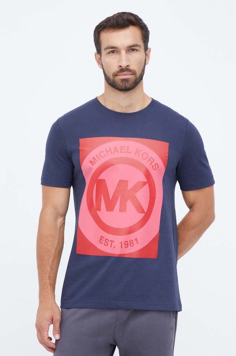 Michael Kors t-shirt lounge bawełniany kolor granatowy z nadrukiem 6F36G10091