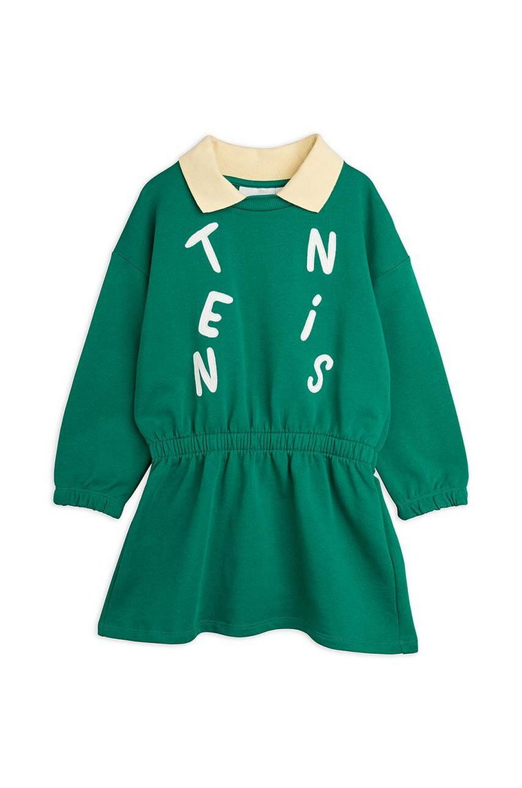 Mini Rodini sukienka bawełniana dziecięca  Tennis kolor zielony mini rozkloszowana
