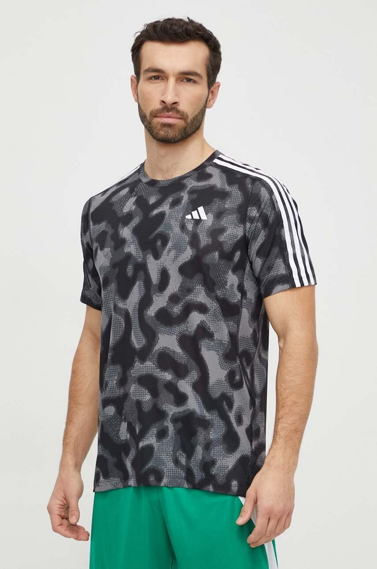 adidas Performance t-shirt do biegania Own the Run Own the Run kolor szary wzorzysty IK4979