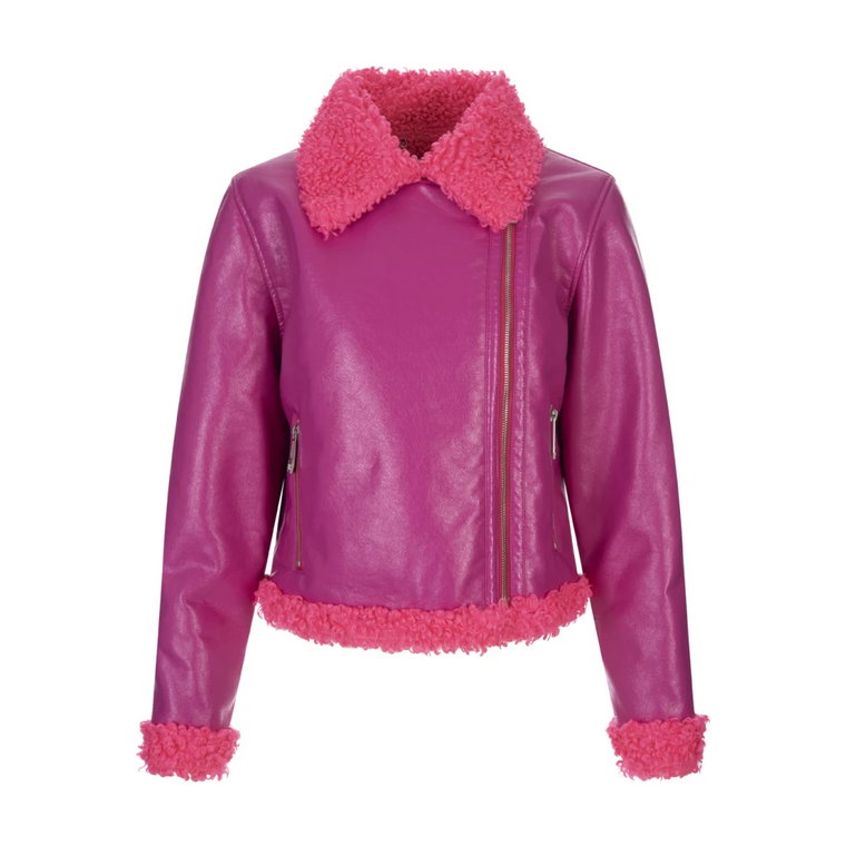 Fuchsia Shearling Kurtka Biker Philipp Plein