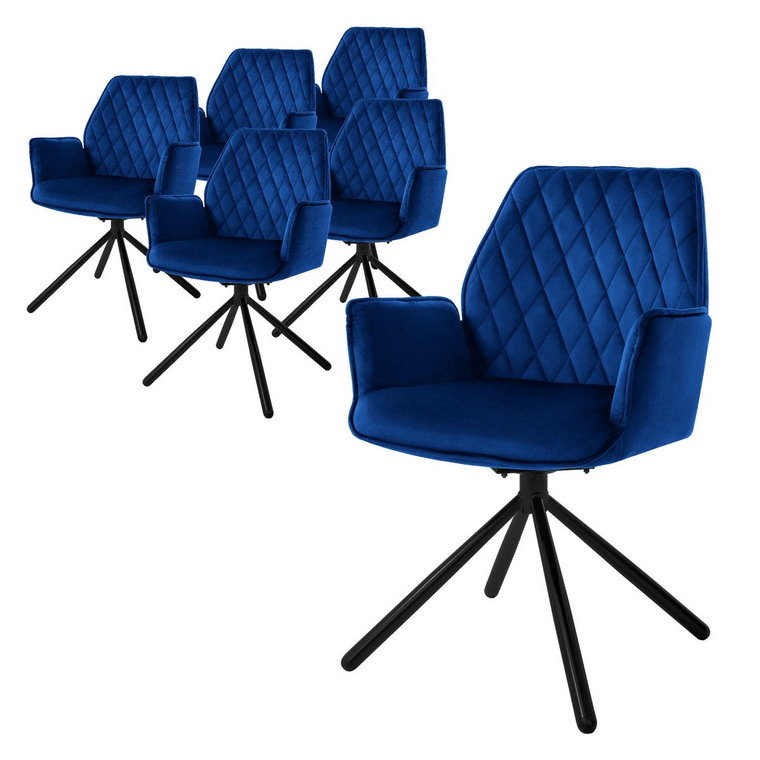 Zestaw 6 obrotowych krzeseł fotel krzesło do jadalni 180  obrotowe aksamitne krzesło do salonu