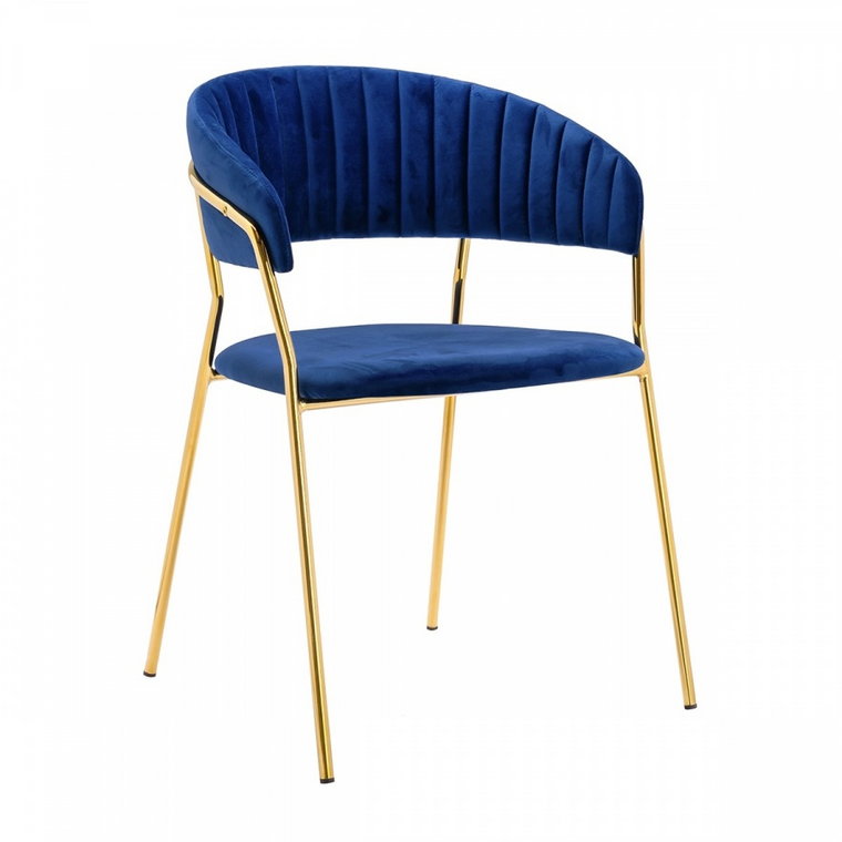 Krzesło MARGO ciemny niebieski - welur, podstawa złota kod: KH121100121.64