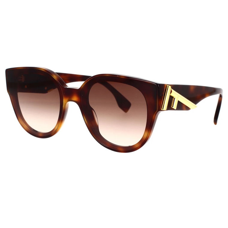 Eleganckie okrągłe okulary przeciwsłoneczne z brązowymi soczewkami Fendi