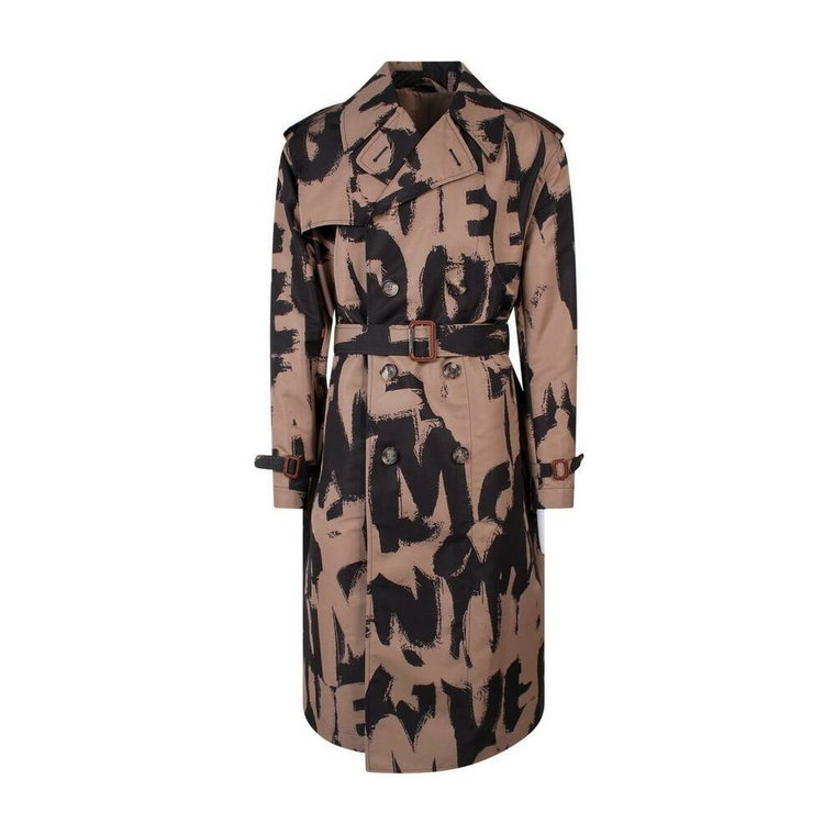 Graffiti Print Trefil Płaszcz Trench dla Mężczyzn Alexander McQueen